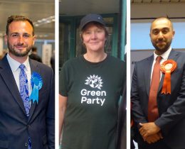 From left; Tory group leader Alessandro Georgiou (credit Basil Leaf Ltd), Green group leader Sarah Jons and Labour group leader Ergin Erbil (both credit Anna-Louise Adepegba)