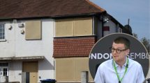 An empty home and (inset) Sam Bloomer from Shelter speaks at the London Assembly