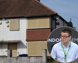 An empty home and (inset) Sam Bloomer from Shelter speaks at the London Assembly