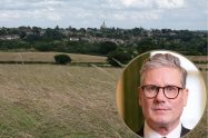 Green Belt land at Vicarage Farm and (inset) Sir Keir Starmer (credit 10 Downing Street)
