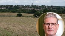 Green Belt land at Vicarage Farm and (inset) Sir Keir Starmer (credit 10 Downing Street)