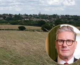 Green Belt land at Vicarage Farm and (inset) Sir Keir Starmer (credit 10 Downing Street)