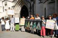 Guardians of Whitewebbs campaigners outside the Royal Courts of Justice this week (credit Ed Allnutt)