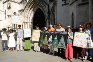 Guardians of Whitewebbs campaigners outside the Royal Courts of Justice this week (credit Ed Allnutt)