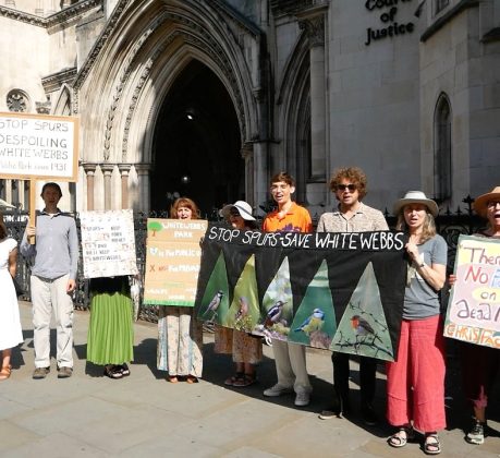 Guardians of Whitewebbs campaigners outside the Royal Courts of Justice this week (credit Ed Allnutt)