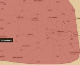 The red alert is in force from Wednesday at 9am until Thursday at 9pm (credit Met Office/MapTiler/OpenStreetMap contributors