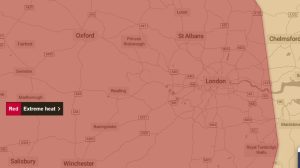 The red alert is in force from Wednesday at 9am until Thursday at 9pm (credit Met Office/MapTiler/OpenStreetMap contributors