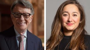 Disgraced ex-ambassador Peter Mandelson (left) and Enfield North MP Feryal Clark (right)