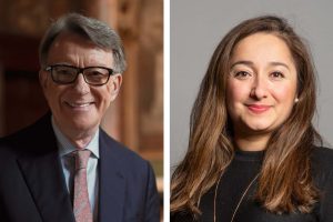 Disgraced ex-ambassador Peter Mandelson (left) and Enfield North MP Feryal Clark (right)