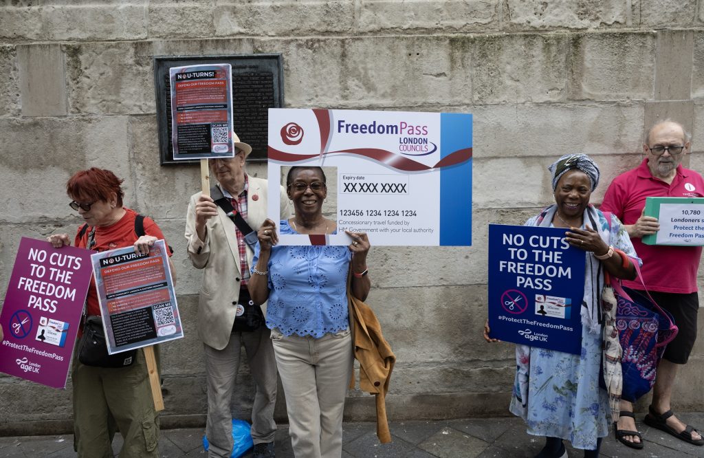 The Freedom Pass protest in London this week (credit Facundo Arrizabalaga/MyLondon)