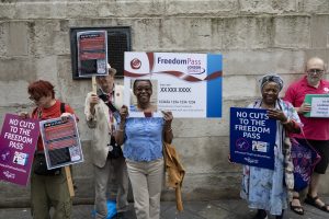 The Freedom Pass protest in London this week (credit Facundo Arrizabalaga/MyLondon)