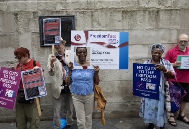 The Freedom Pass protest in London this week (credit Facundo Arrizabalaga/MyLondon)