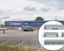 The Range in Brimsdown (credit Google) and (inset) plans for its redevelopment