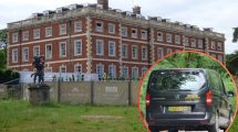 Trent Park House and (inset) the shuttle bus