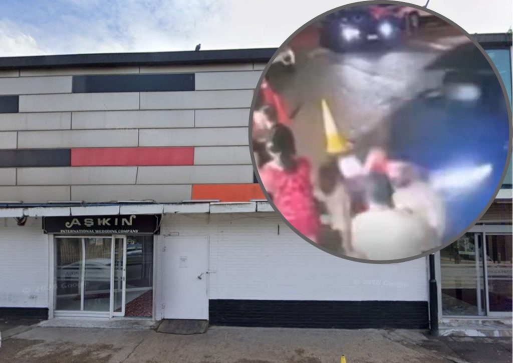 The wedding venue in Princes Road and (inset) a still from CCTV footage of the incident