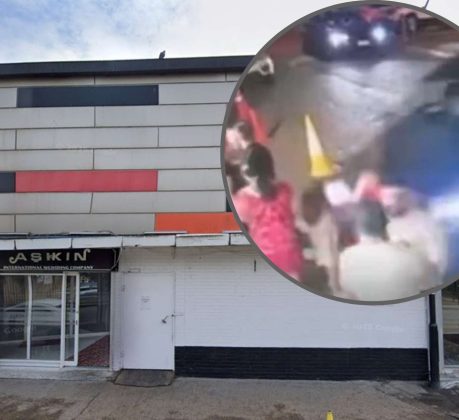 The wedding venue in Princes Road and (inset) a still from CCTV footage of the incident