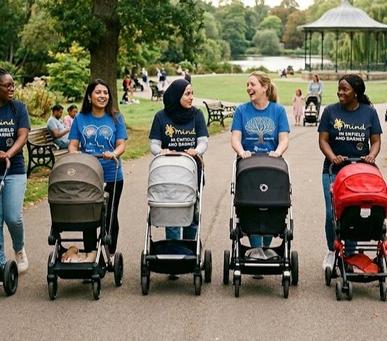 Some parents pushing buggies
