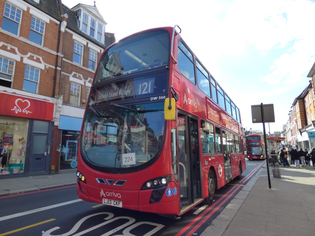 The 121 bus in Enfield Town