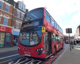 The 121 bus in Enfield Town