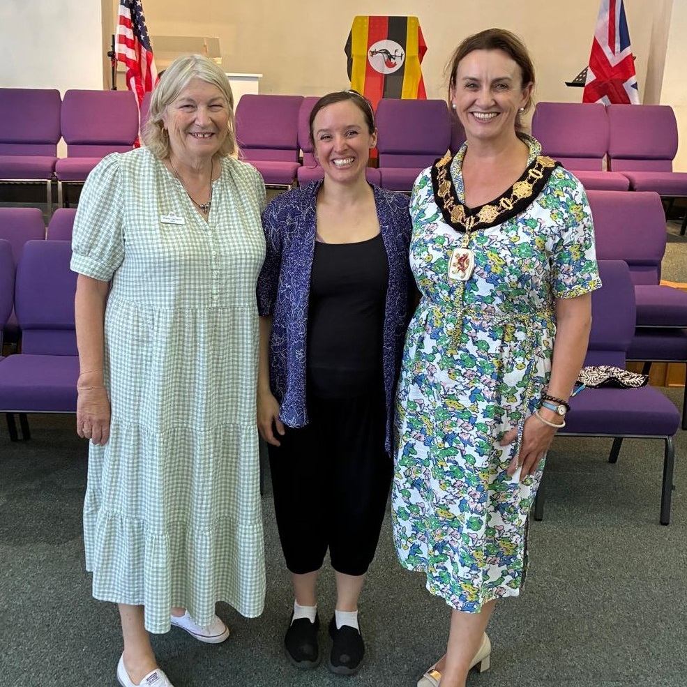 One-to-One boss Fiona Jackson (left), music therapist Camilla Farrant, and Enfield mayor Emma Supple