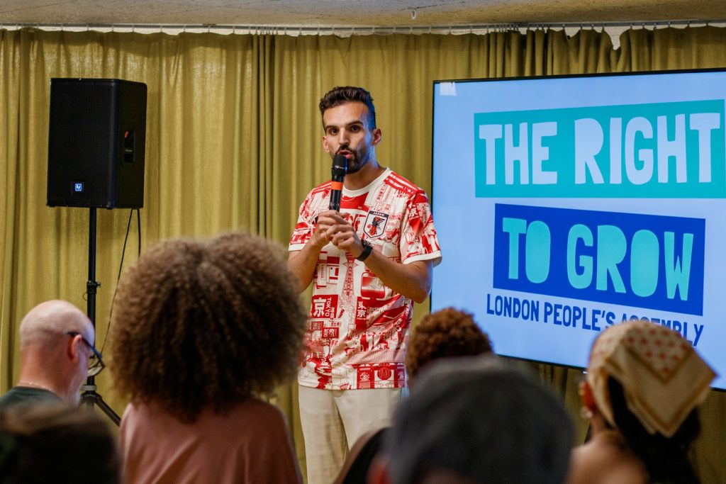 Deputy mayor for environment Mete Coban speaking at the 'Right to Grow' event (credit Tanya Vora)