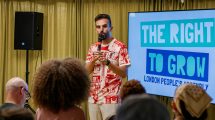 Deputy mayor for environment Mete Coban speaking at the 'Right to Grow' event (credit Tanya Vora)