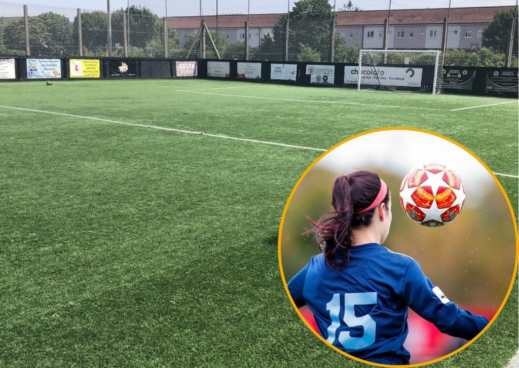 Enfield Rangers' Carterhatch Lane nue and (inset) girls football (credit My Profit Tutor via Unsplash)