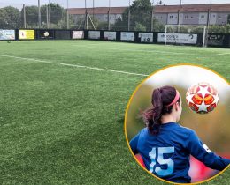 Enfield Rangers' Carterhatch Lane nue and (inset) girls football (credit My Profit Tutor via Unsplash)