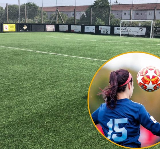 Enfield Rangers' Carterhatch Lane nue and (inset) girls football (credit My Profit Tutor via Unsplash)