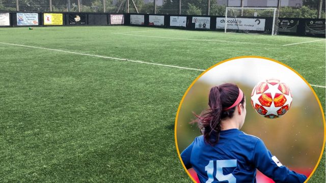 Enfield Rangers' Carterhatch Lane nue and (inset) girls football (credit My Profit Tutor via Unsplash)