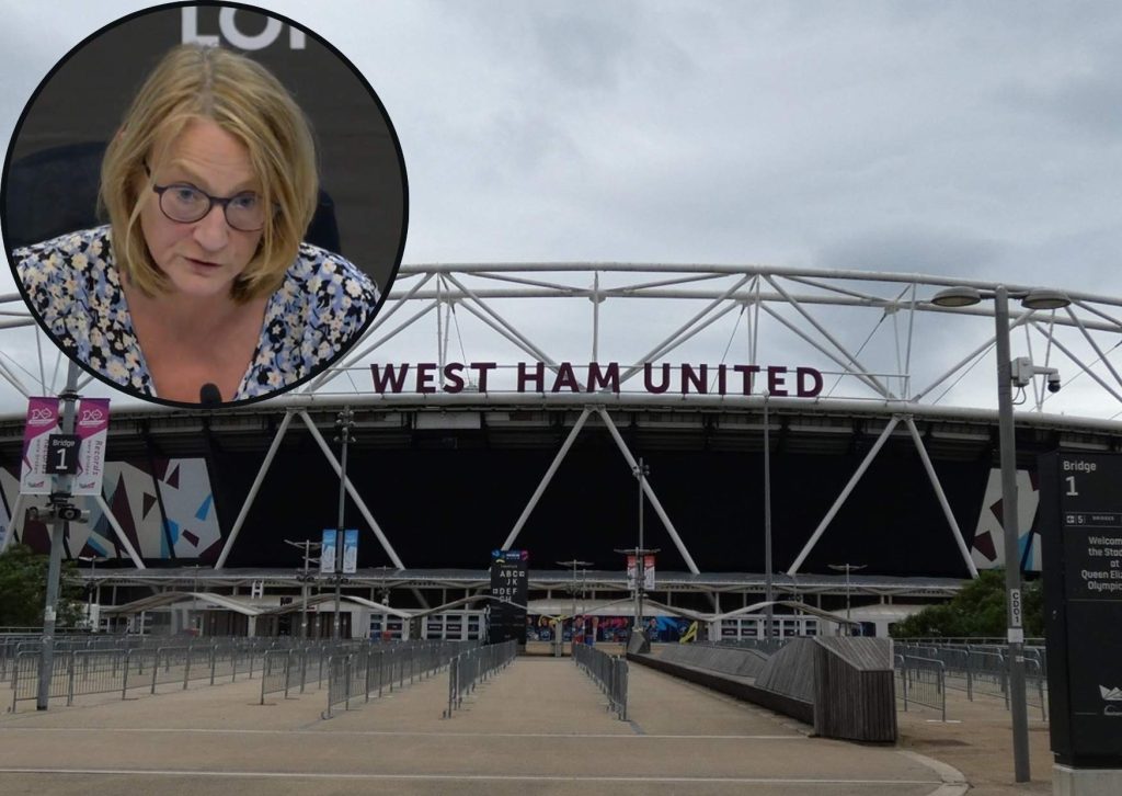 London Stadium and (inset) Lyn Garner