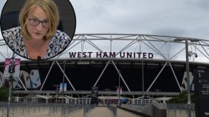 London Stadium and (inset) Lyn Garner