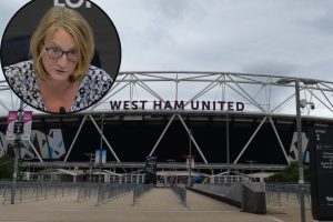 London Stadium and (inset) Lyn Garner