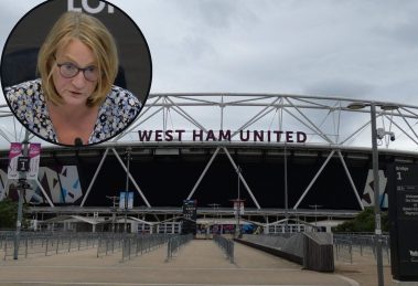 London Stadium and (inset) Lyn Garner