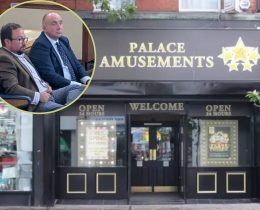 A Palace Amusements venue and (inset) East Kent Leasing Ltd's legal advisor Andrew Woods and director Jeremy Godden (credit Joe Ives/LDRS)