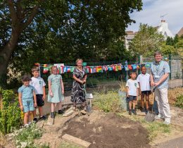The time capsule being buried at Prince of Wales Primary School