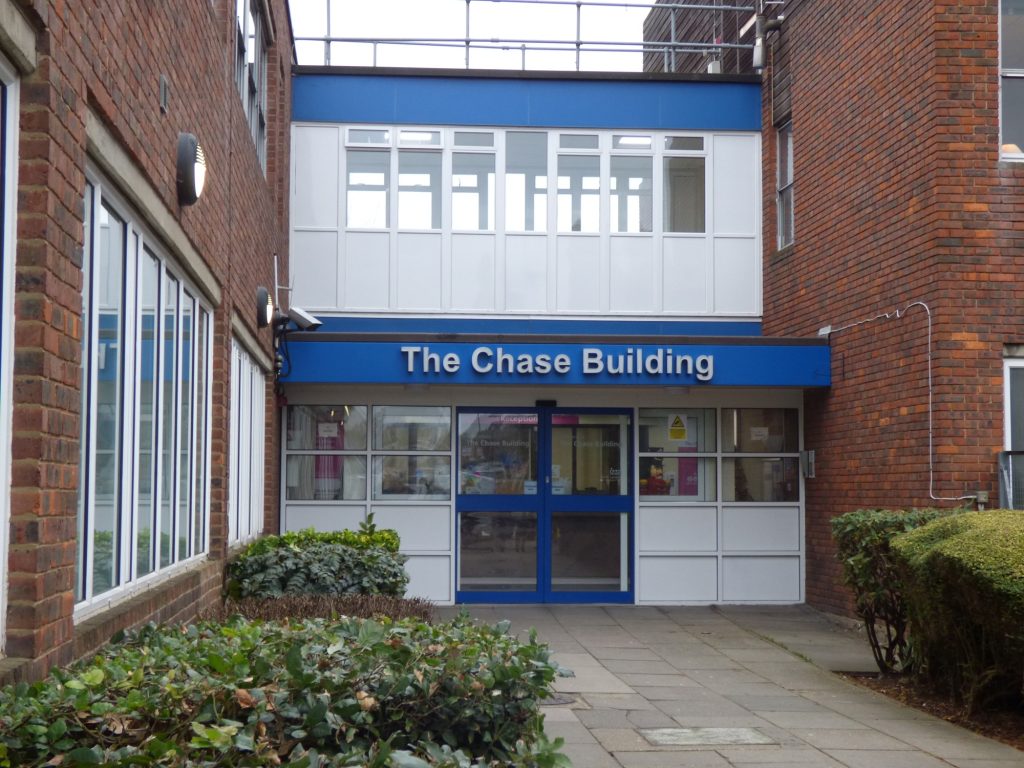 The Chase Building is part of the Chase Farm Hospital NHS complex in Enfield