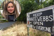 The entrance to Whitewebbs Park and (inset) Enfield North MP Feryal Clark