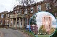 The listed building at North Mid and (inset) the redevelopment plans (credit HTA Design/Vistry)