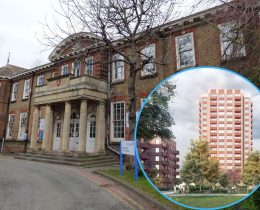 The listed building at North Mid and (inset) the redevelopment plans (credit HTA Design/Vistry)