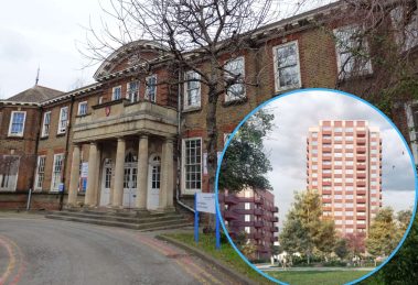 The listed building at North Mid and (inset) the redevelopment plans (credit HTA Design/Vistry)