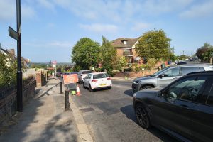 Traffic chaos at Slades Hill in Enfield (credit Desmond Quilty)