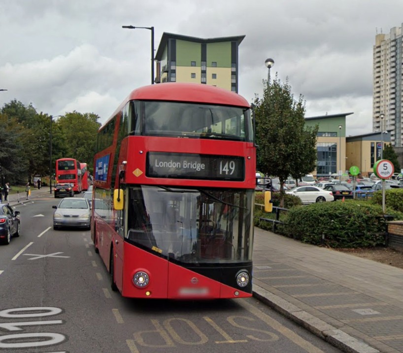 The 149 bus in Edmonton Green (credit Google)