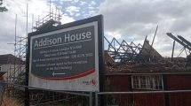 Addison House pictured shortly after the blaze
