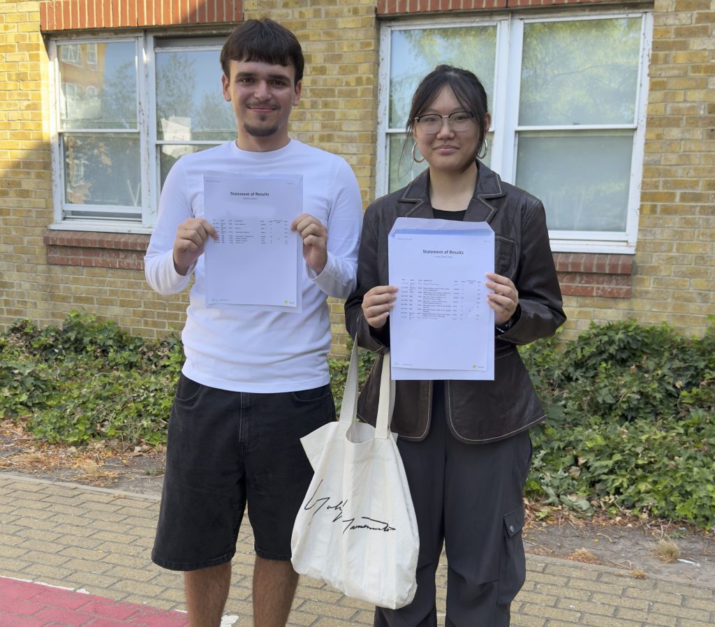 Amy Li and Leonis collecting their results at Lift Aylward School