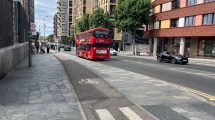 A road with a cycle lane at the side