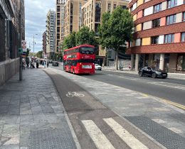 A road with a cycle lane at the side