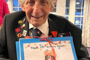 Donald Howkins pictured at his 105th birthday party earlier this year