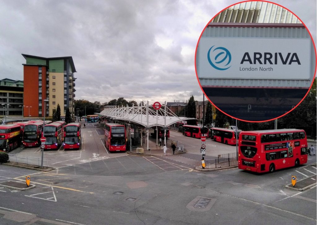 Edmonton Green Bus Station and (inset) Arriva