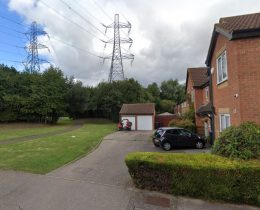 Electricity pylons in Enfield Island Village (credit Google)